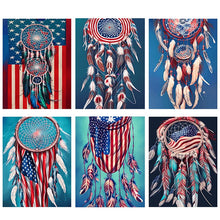 Load image into Gallery viewer, US Flag Dreamcatcher-Full Round Diamond Painting-30x40cm