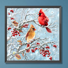 Load image into Gallery viewer, Red Linnet On The Branch-Full Round Diamond Painting-30x30cm