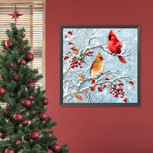 Load image into Gallery viewer, Red Linnet On The Branch-Full Round Diamond Painting-30x30cm