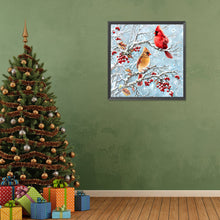 Load image into Gallery viewer, Red Linnet On The Branch-Full Round Diamond Painting-30x30cm