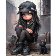 Load image into Gallery viewer, Sweet Cool Girl-Full Round Diamond Painting-40x50cm