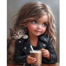 Load image into Gallery viewer, Sweet Cool Girl-Full Round Diamond Painting-40x50cm