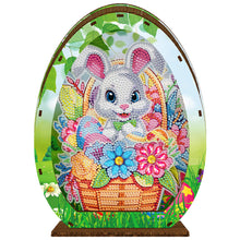 Load image into Gallery viewer, Easter Egg Rabbit Flower Basket-Wooden-Diamond Desktop Ornament With Lamp