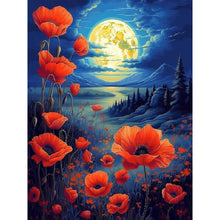 Load image into Gallery viewer, Poppies Under The Moonlight-Full Round Diamond Painting-30x40cm