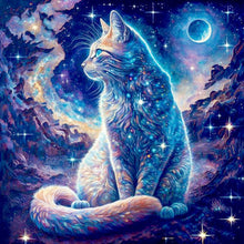 Load image into Gallery viewer, Starry Sky Cat-Full Round Diamond Painting-30x30cm
