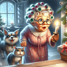 Load image into Gallery viewer, Old Lady Holding Tulips-Full Round Diamond Painting-30x30cm