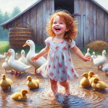 Load image into Gallery viewer, Life of Pets Girl-Full Round Diamond Painting-30x30cm