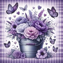 Load image into Gallery viewer, Purple Flower Butterfly-Full Round Diamond Painting-30x30cm