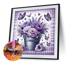 Load image into Gallery viewer, Purple Flower Butterfly-Full Round Diamond Painting-30x30cm