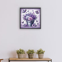 Load image into Gallery viewer, Purple Flower Butterfly-Full Round Diamond Painting-30x30cm