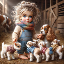 Load image into Gallery viewer, Life of Pets Girl-Full Round Diamond Painting-30x30cm