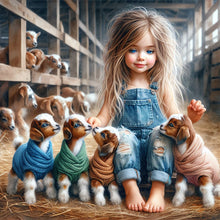 Load image into Gallery viewer, Life of Pets Girl-Full Round Diamond Painting-30x30cm