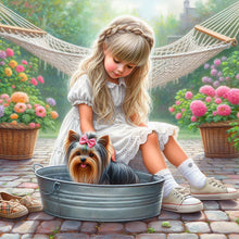 Load image into Gallery viewer, Life of Pets Girl-Full Round Diamond Painting-30x30cm