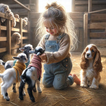 Load image into Gallery viewer, Life of Pets Girl-Full Round Diamond Painting-30x30cm