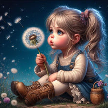 Load image into Gallery viewer, Dandelion Girl-Full Round Diamond Painting-30x30cm