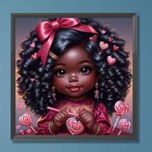 Load image into Gallery viewer, African American Girl-Full Round Diamond Painting-30x30cm