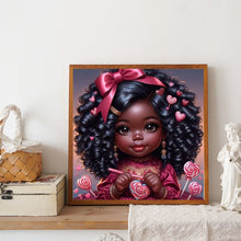 Load image into Gallery viewer, African American Girl-Full Round Diamond Painting-30x30cm