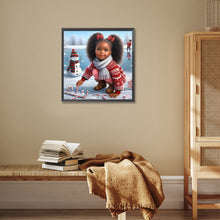 Load image into Gallery viewer, African American Girl-Full Round Diamond Painting-30x30cm