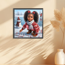 Load image into Gallery viewer, African American Girl-Full Round Diamond Painting-30x30cm