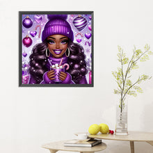 Load image into Gallery viewer, African American Girl-Full Round Diamond Painting-30x30cm