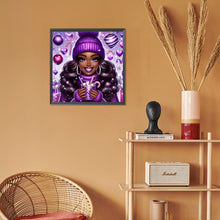 Load image into Gallery viewer, African American Girl-Full Round Diamond Painting-30x30cm