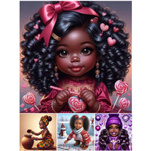 Load image into Gallery viewer, African American Girl-Full Round Diamond Painting-30x30cm