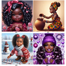 Load image into Gallery viewer, African American Girl-Full Round Diamond Painting-30x30cm