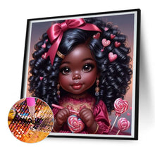 Load image into Gallery viewer, African American Girl-Full Round Diamond Painting-30x30cm