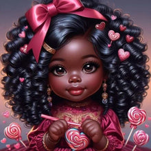 Load image into Gallery viewer, African American Girl-Full Round Diamond Painting-30x30cm