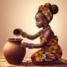 Load image into Gallery viewer, African American Girl-Full Round Diamond Painting-30x30cm
