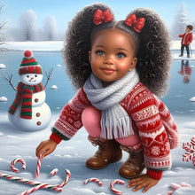 Load image into Gallery viewer, African American Girl-Full Round Diamond Painting-30x30cm