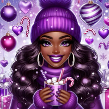 Load image into Gallery viewer, African American Girl-Full Round Diamond Painting-30x30cm