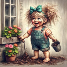 Load image into Gallery viewer, Girl-Full Round Diamond Painting-30x30cm