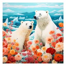 Load image into Gallery viewer, Polar Bear And Flowers-Full Round Diamond Painting-40x40cm
