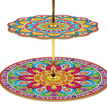 Load image into Gallery viewer, 3-Tiered Mandala Diamond Painting Tray Stand Round Serving Tray