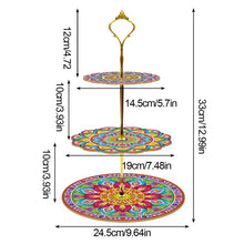 Load image into Gallery viewer, 3-Tiered Mandala Diamond Painting Tray Stand Round Serving Tray