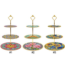 Load image into Gallery viewer, 3-Tiered Mandala Diamond Painting Tray Stand Round Serving Tray