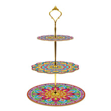 Load image into Gallery viewer, 3-Tiered Mandala Diamond Painting Tray Stand Round Serving Tray