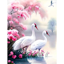 Load image into Gallery viewer, White Crane-Full Round Diamond Painting-50x60cm-Large Size
