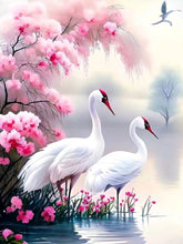 Load image into Gallery viewer, White Crane-Full Round Diamond Painting-50x60cm-Large Size
