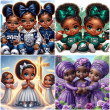 Load image into Gallery viewer, African American Girl-Full Round Diamond Painting-40x40cm
