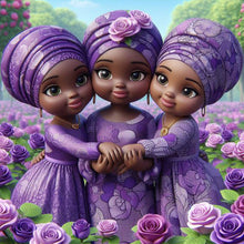 Load image into Gallery viewer, African American Girl-Full Round Diamond Painting-40x40cm