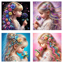 Load image into Gallery viewer, Rose Hair Girl-Full Round Diamond Painting-30x30cm