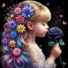 Load image into Gallery viewer, Rose Hair Girl-Full Round Diamond Painting-30x30cm