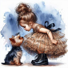 Load image into Gallery viewer, Life of Pets Girl-Full Round Diamond Painting-30x30cm