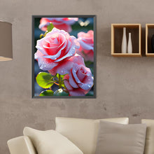 Load image into Gallery viewer, Pink Rose-Full Round Diamond Painting-30x40cm