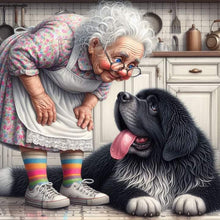Load image into Gallery viewer, Old Lady And Dog-Full Round Diamond Painting-40x40cm