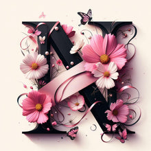 Load image into Gallery viewer, Daisy Butterfly 26 Alphabet-Full Round Diamond Painting-30x30cm