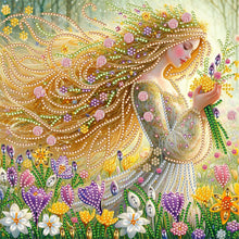 Load image into Gallery viewer, Girl With Long Golden Hair-Partial Special Diamond Painting-30x30cm