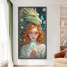 Load image into Gallery viewer, Dragon And Girl-Full Round Diamond Painting-40x75cm-Large Size